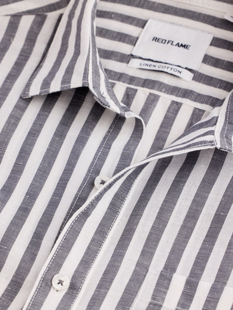 Grey Striped Linen Shirt