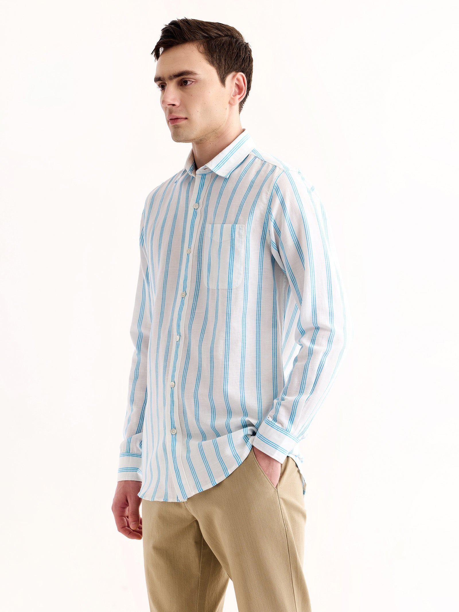Blue Striped Linen Shirt
