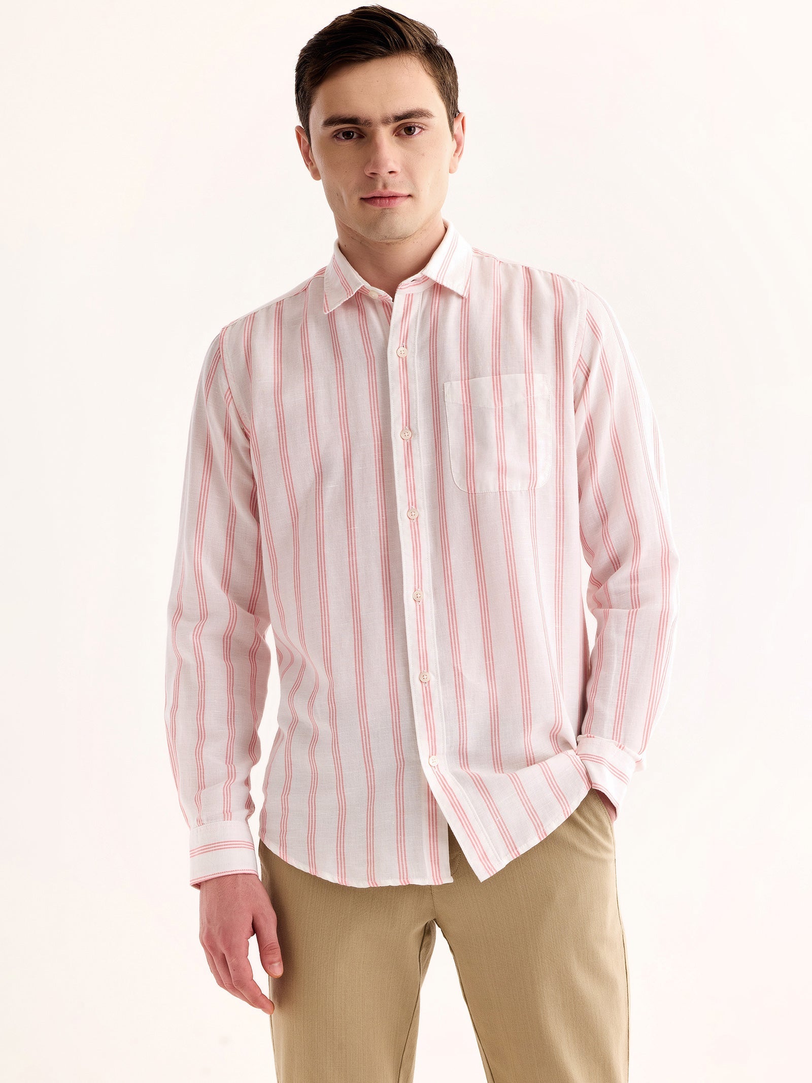 Pink Striped Linen Shirt