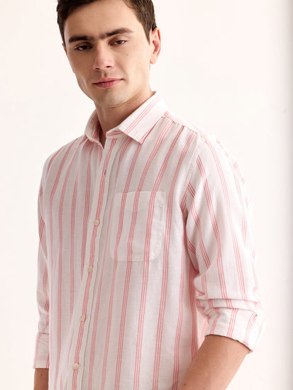 Pink Striped Linen Shirt