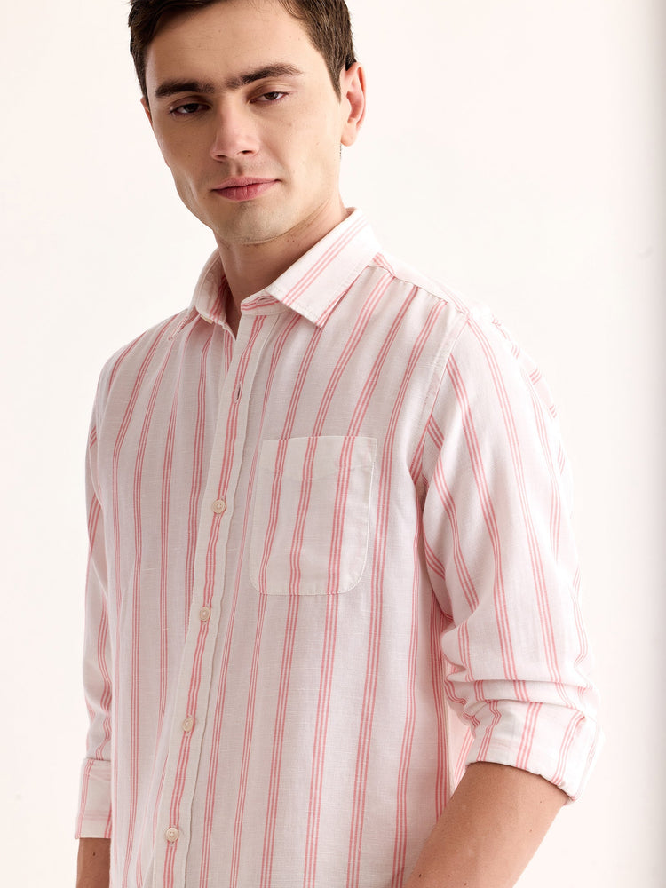 Pink Striped Linen Shirt