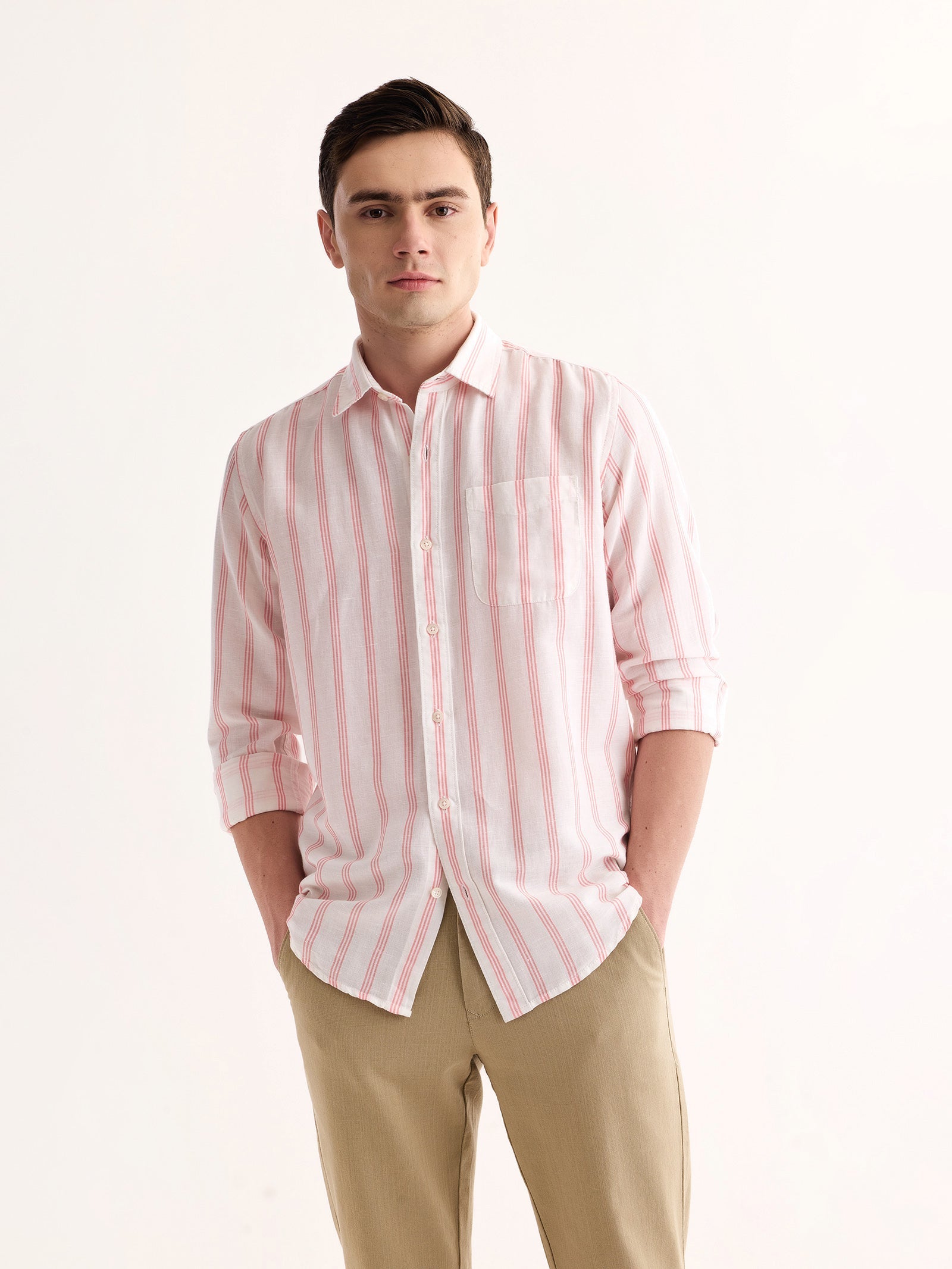 Pink Striped Linen Shirt