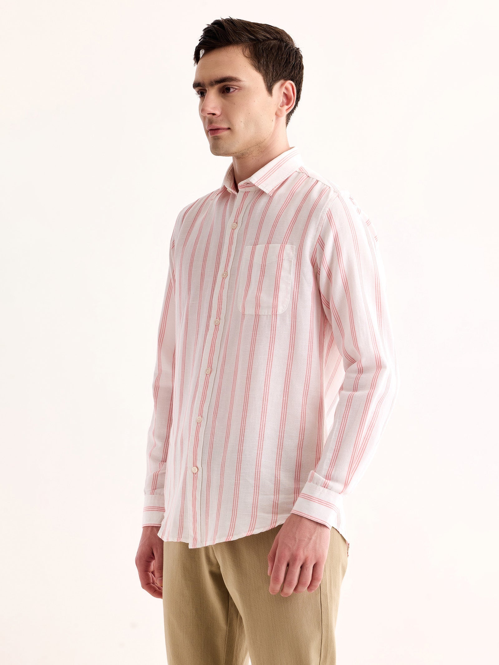 Pink Striped Linen Shirt