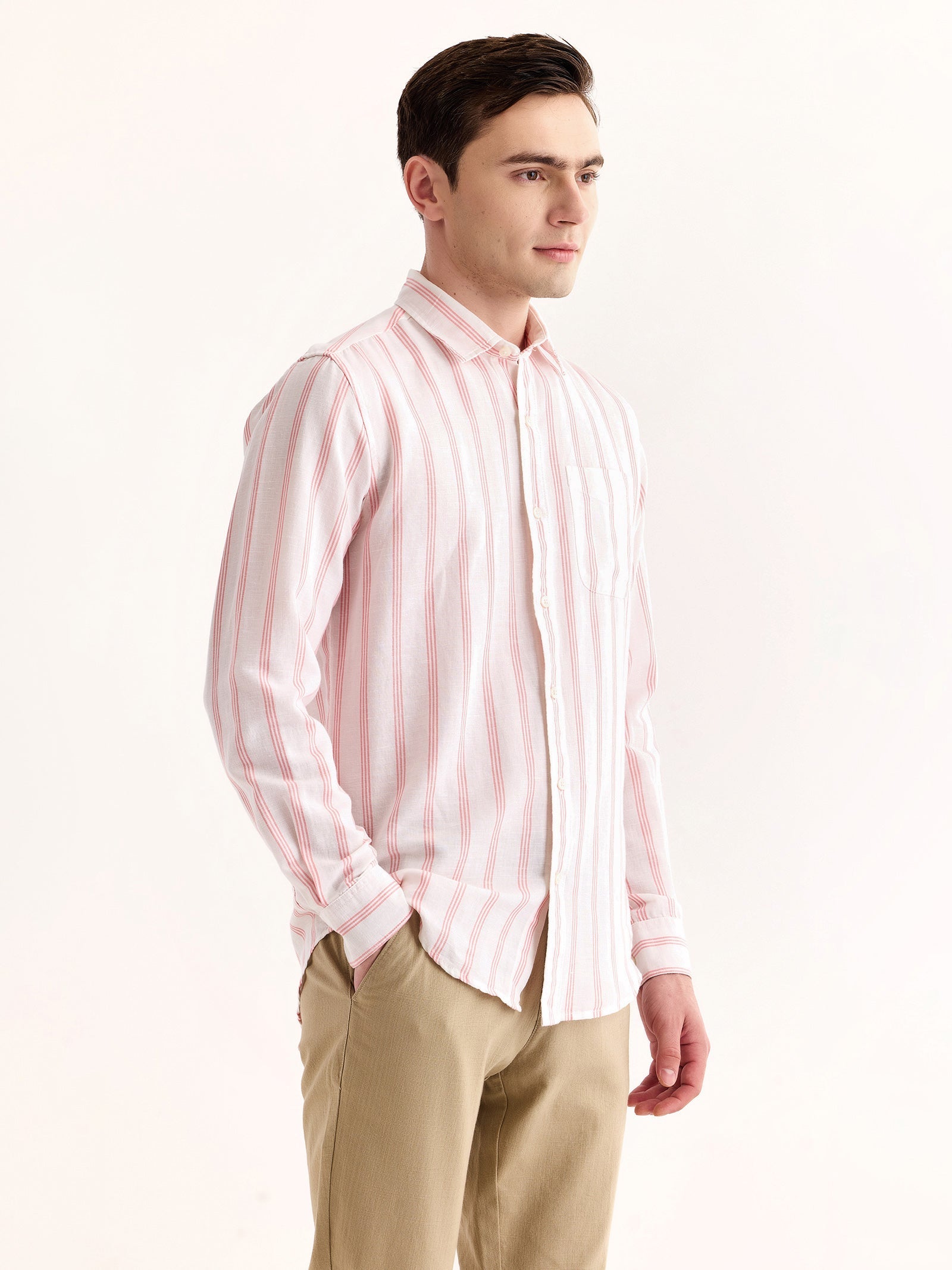 Pink Striped Linen Shirt