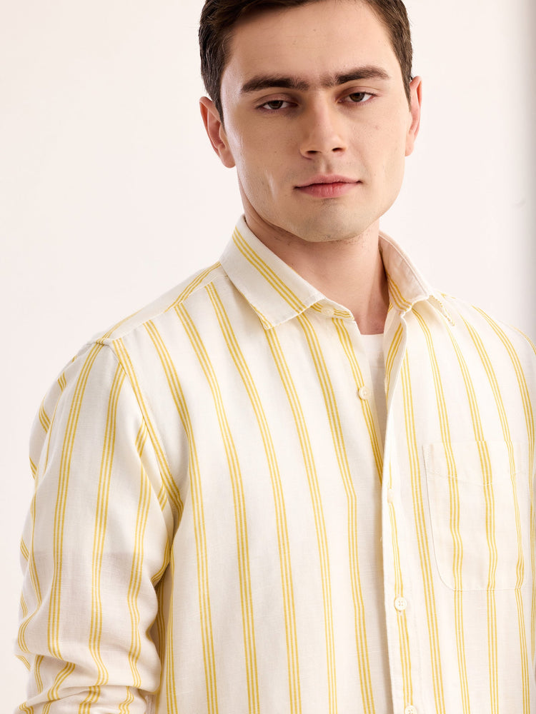 Yellow Striped Linen Shirt