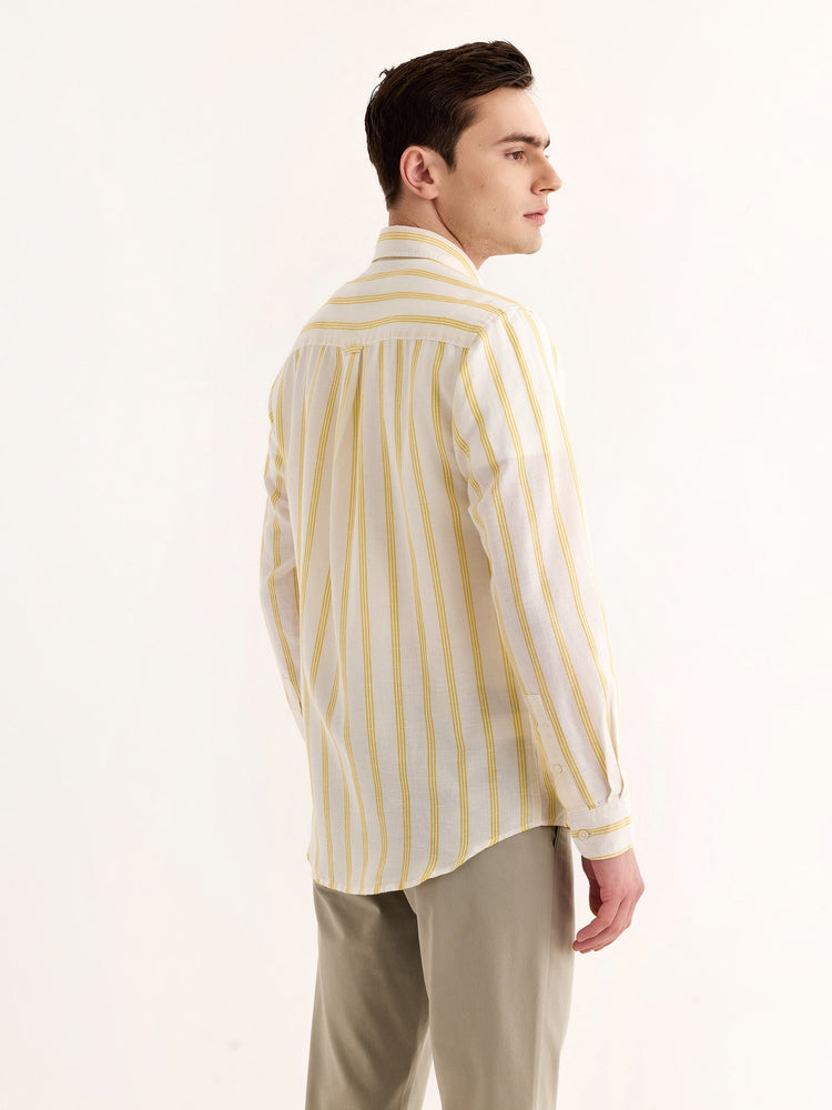 Yellow Striped Linen Shirt