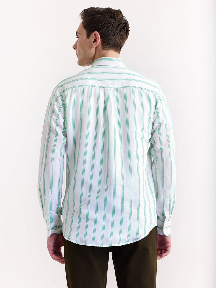 Green Striped Linen Shirt