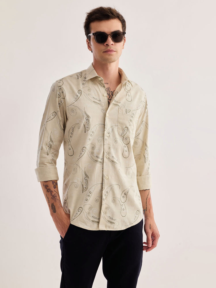 Cream Printed Shirt