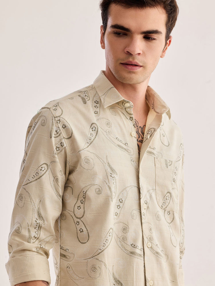 Cream Printed Shirt