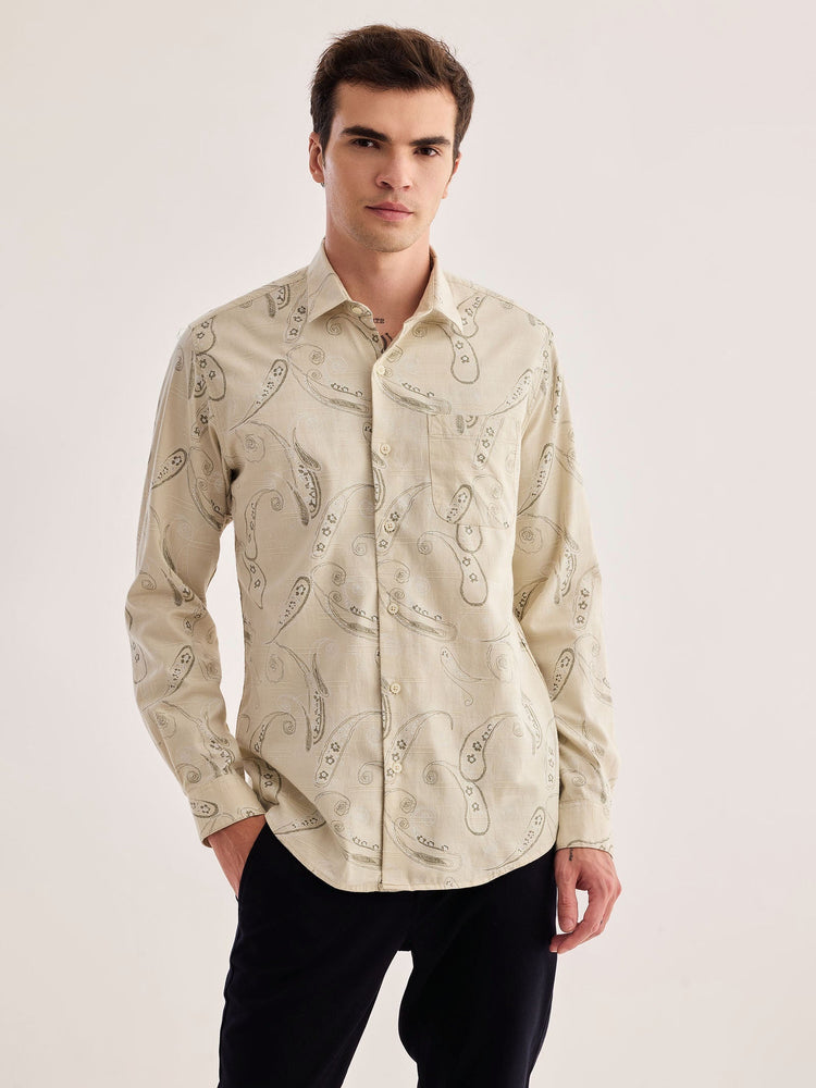 Cream Printed Shirt