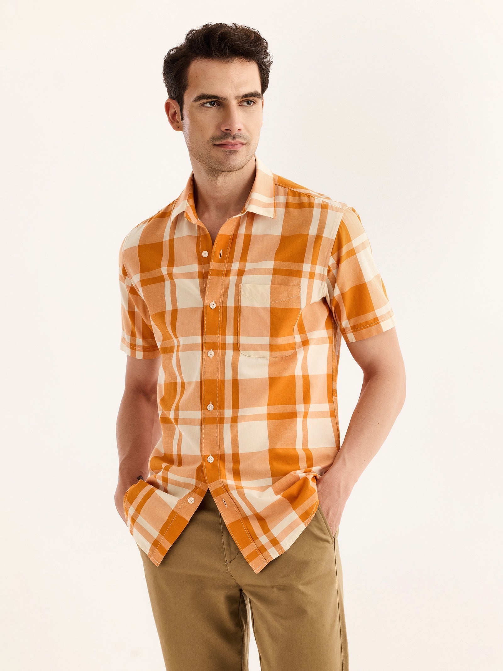 Orange Checked Shirt