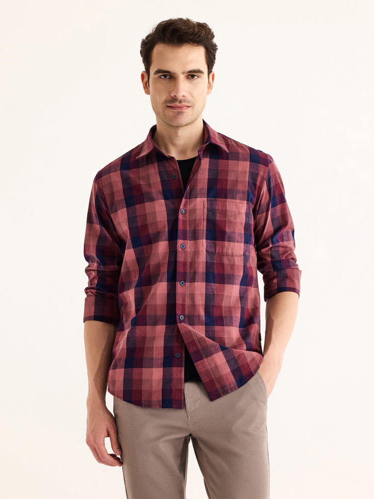 Maroon Checked Shirt
