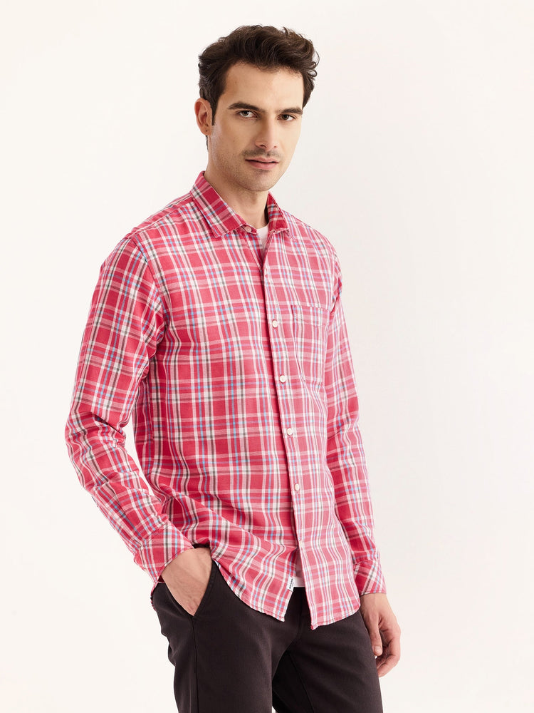 Pink Checked Linen Shirt