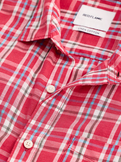 Pink Checked Linen Shirt