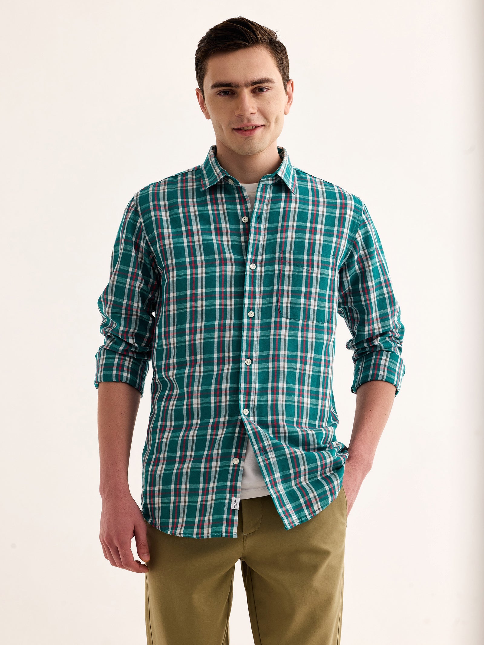 Green Checked Linen Shirt