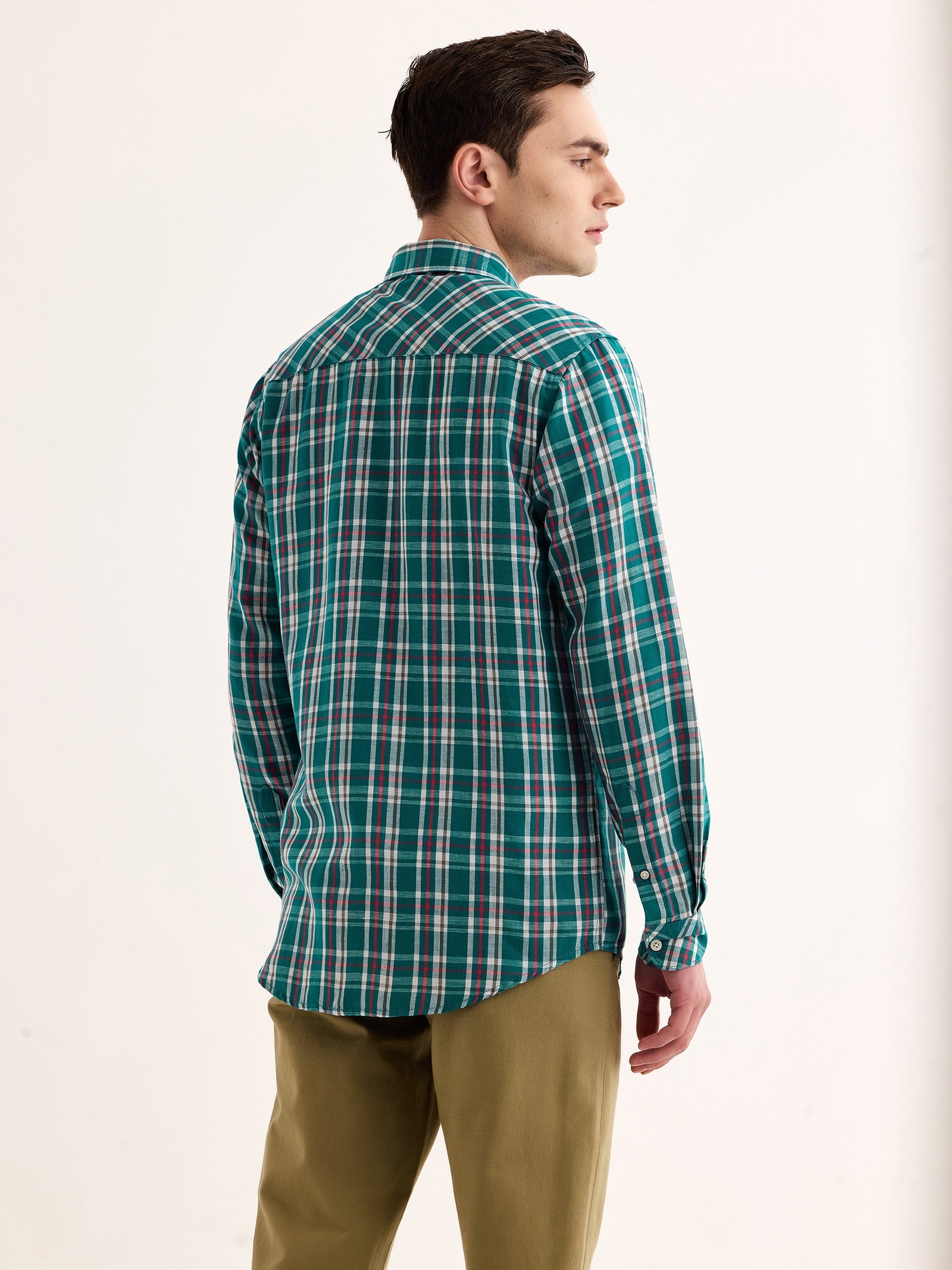 Green Checked Linen Shirt