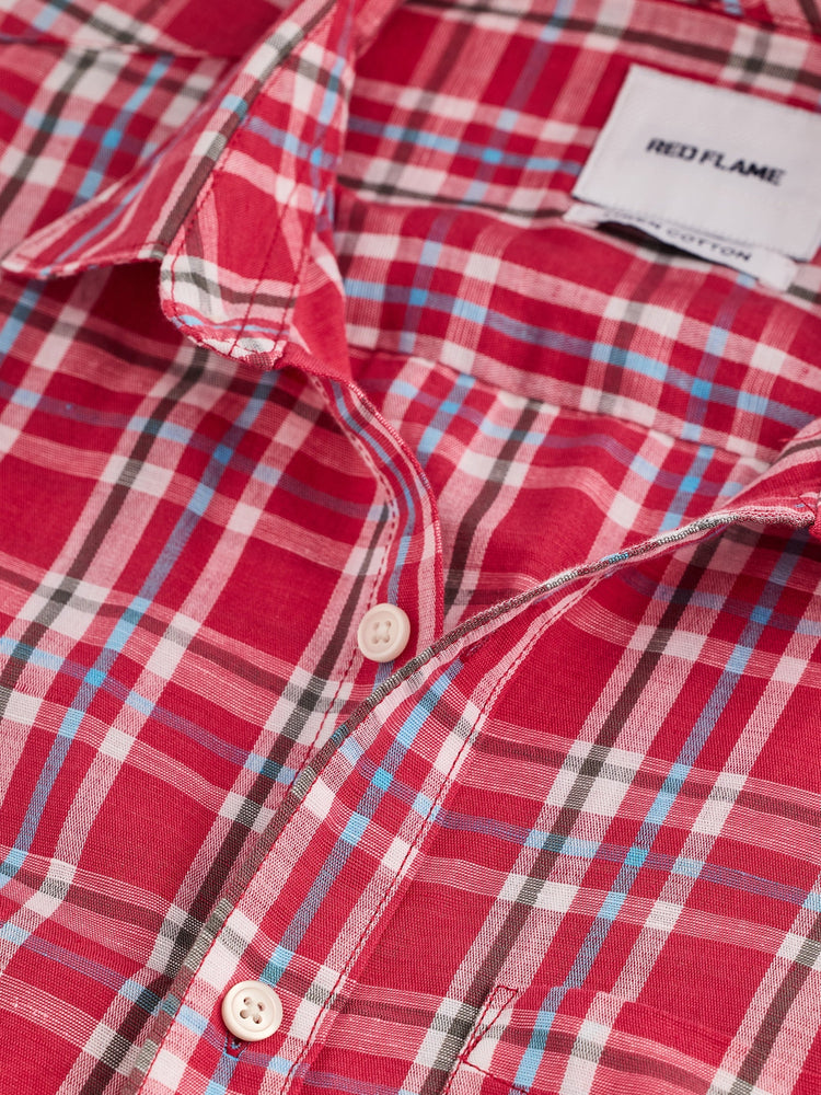 Pink Checked Linen Shirt