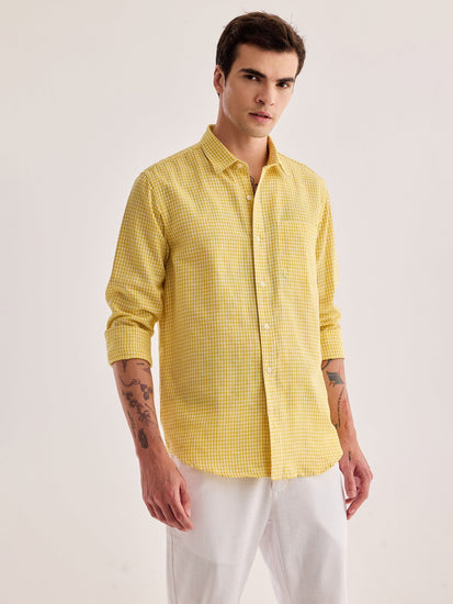 Yellow Checked Linen Shirt