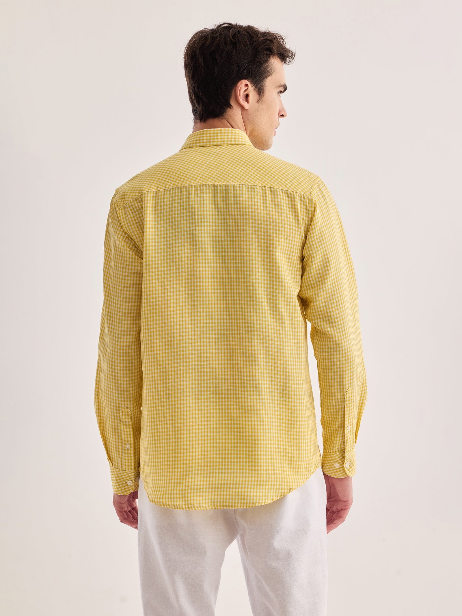 Yellow Checked Linen Shirt