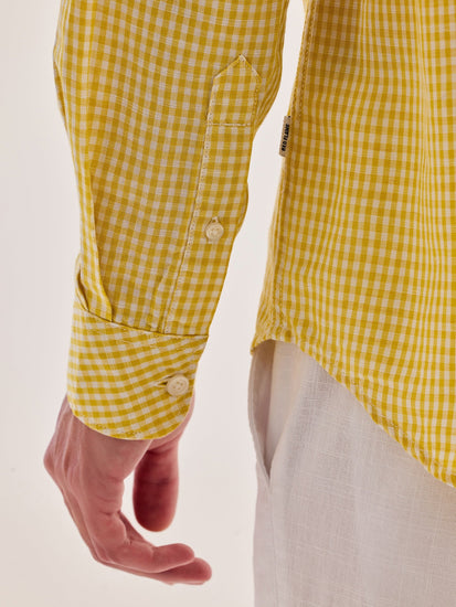 Yellow Checked Linen Shirt