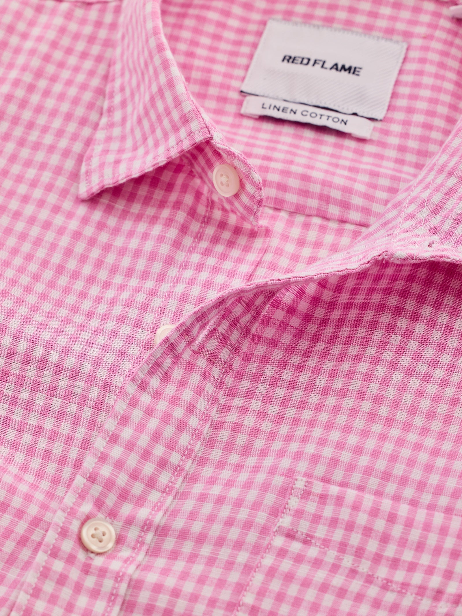 Pink Checked Linen Shirt