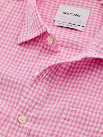 Pink Checked Linen Shirt