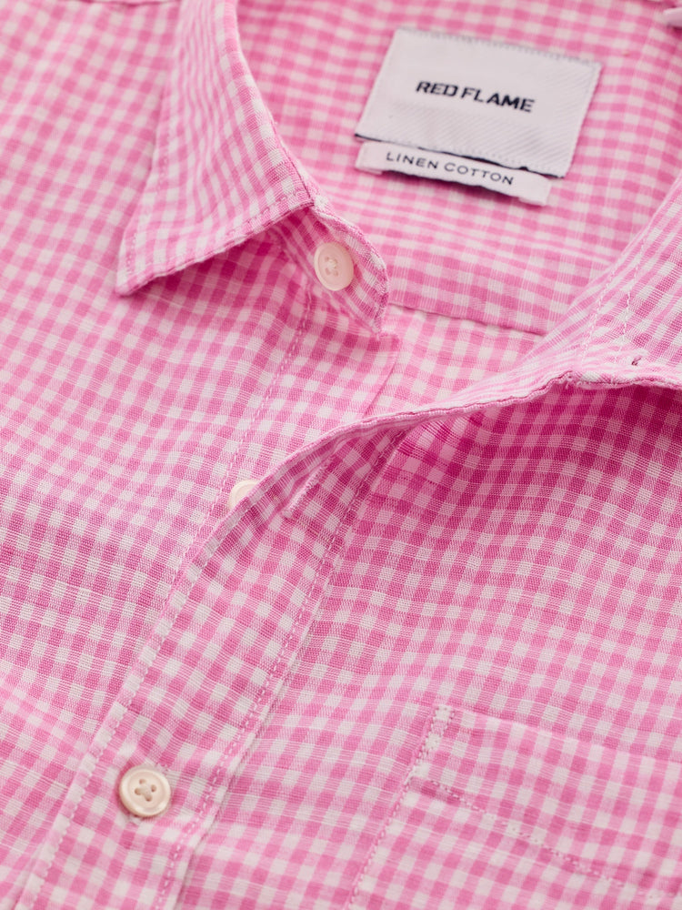 Pink Checked Linen Shirt