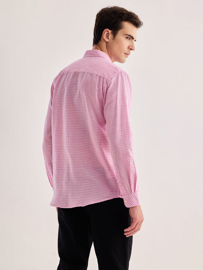 Pink Checked Linen Shirt