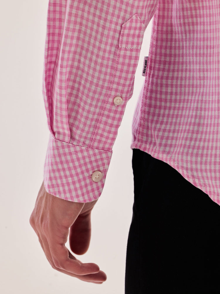 Pink Checked Linen Shirt