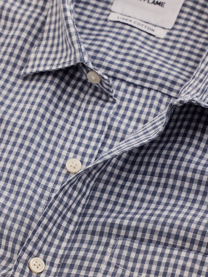 Grey Checked Linen Shirt