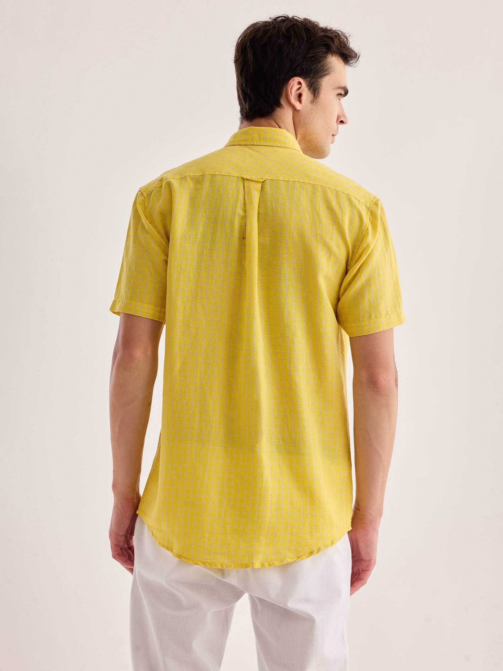 Yellow Checked Linen Shirt