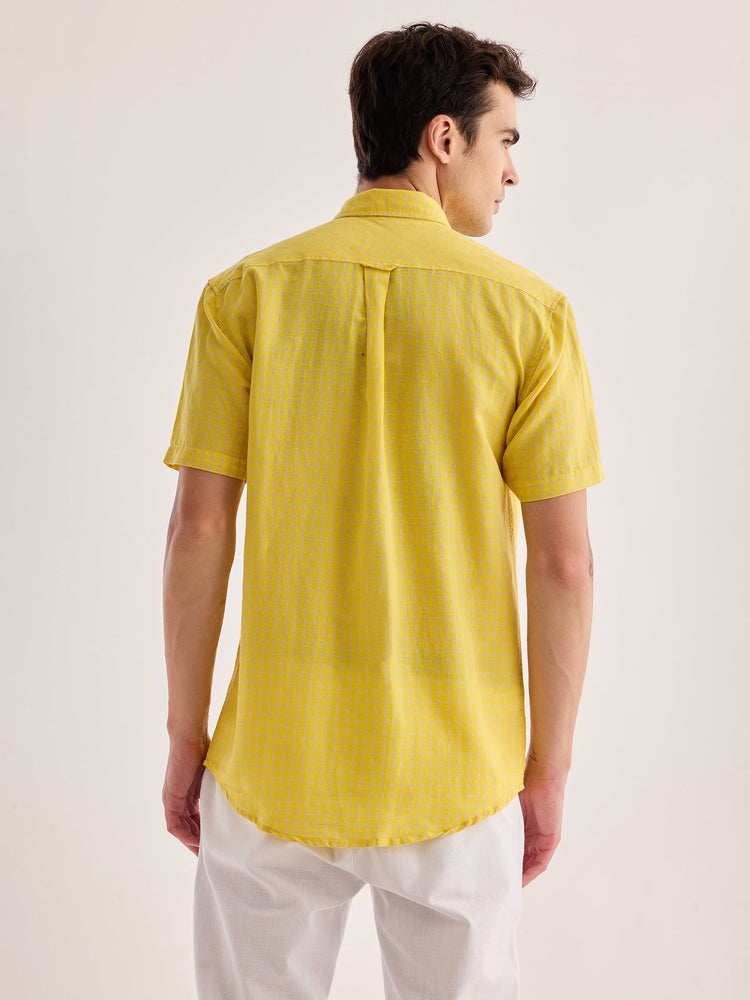 Yellow Checked Linen Shirt