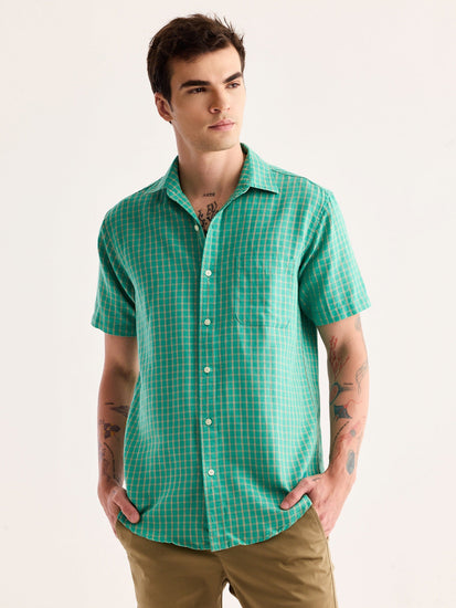 Green Checked Linen Shirt