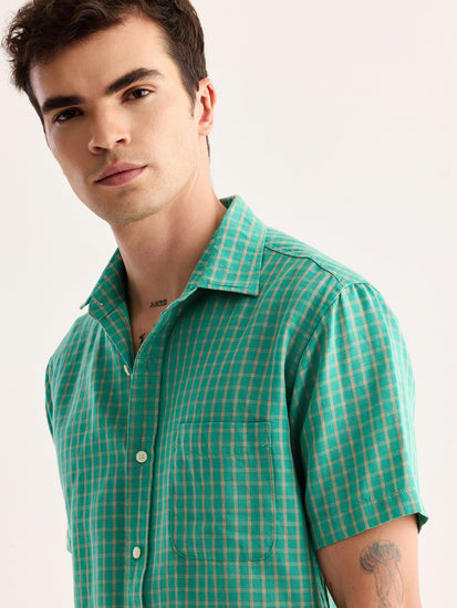 Green Checked Linen Shirt