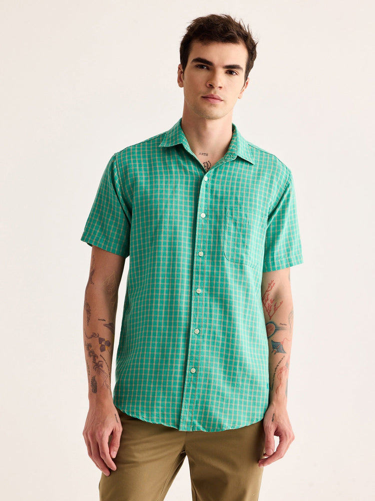 Green Checked Linen Shirt
