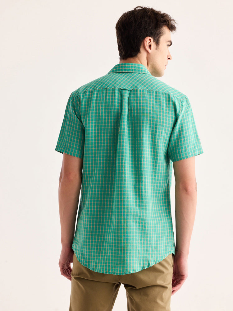 Green Checked Linen Shirt