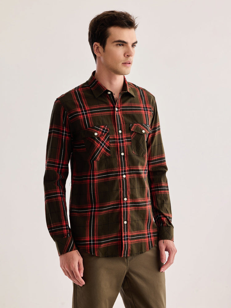Olive Checked Shirt