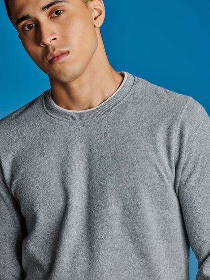 Grey Brushed Crew Neck Sweatshirt
