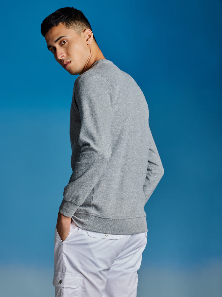Grey Brushed Crew Neck Sweatshirt