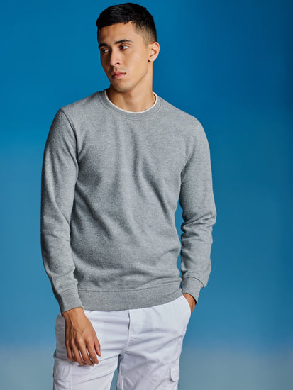 Grey Brushed Crew Neck Sweatshirt