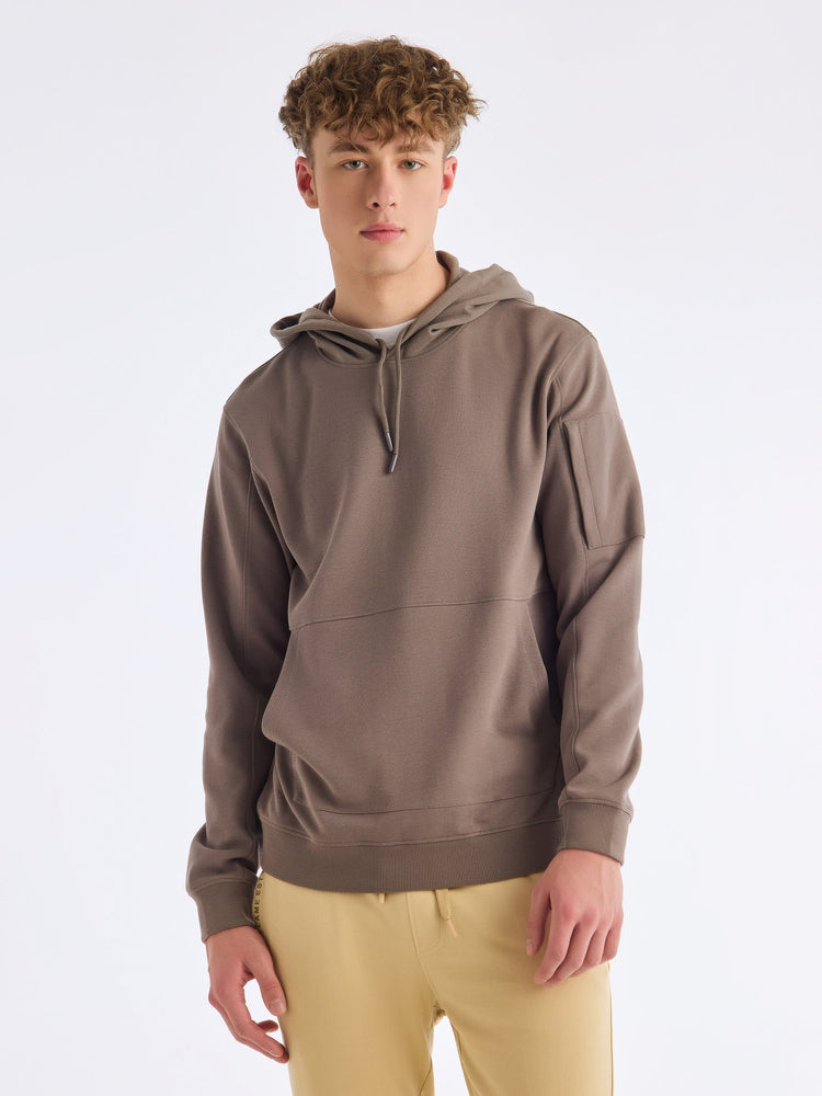 Grey Solid Hooded Sweatshirt