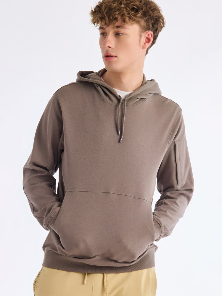 Grey Solid Hooded Sweatshirt