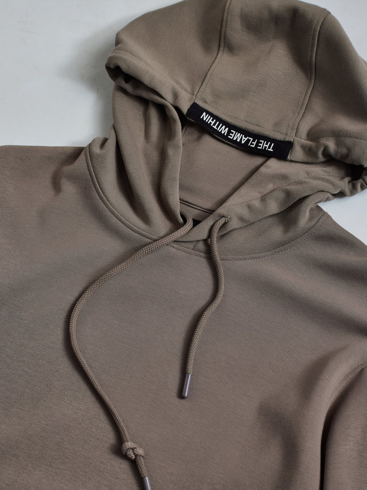 Grey Solid Hooded Sweatshirt