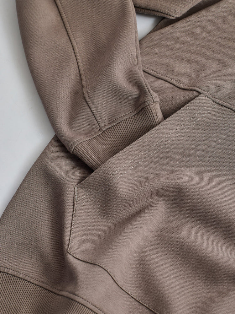 Grey Solid Hooded Sweatshirt