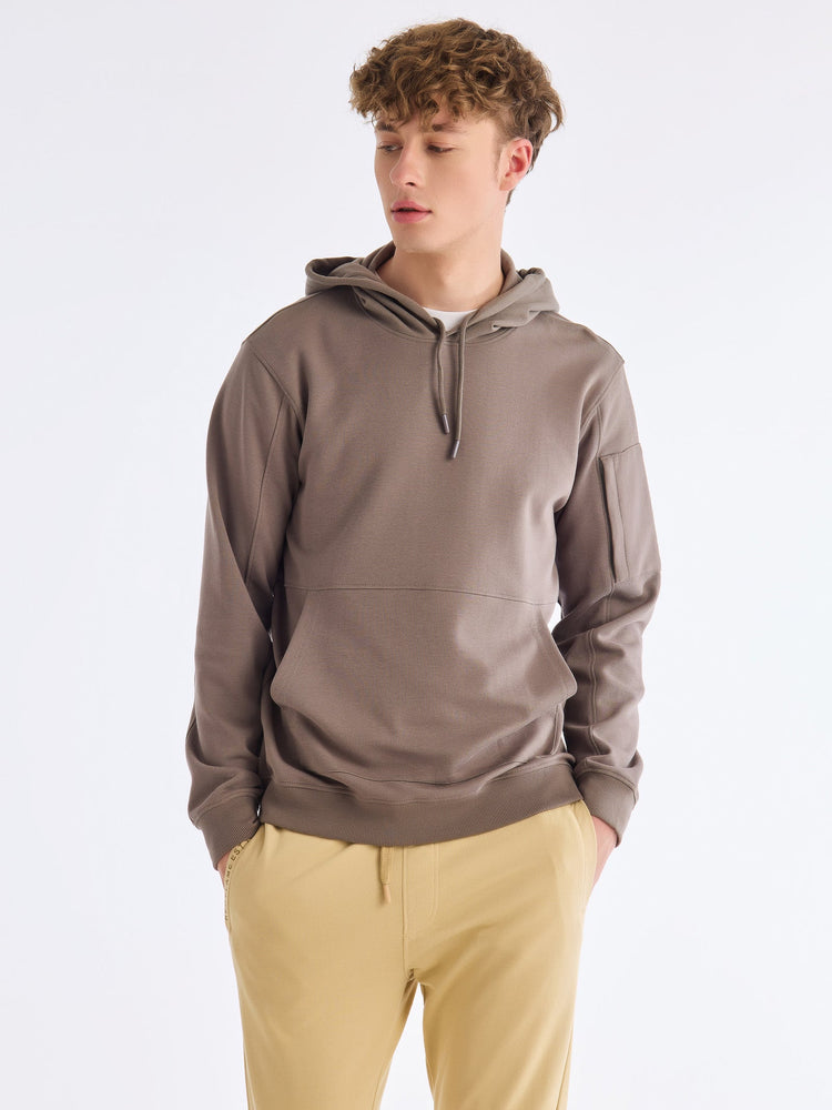 Grey Solid Hooded Sweatshirt