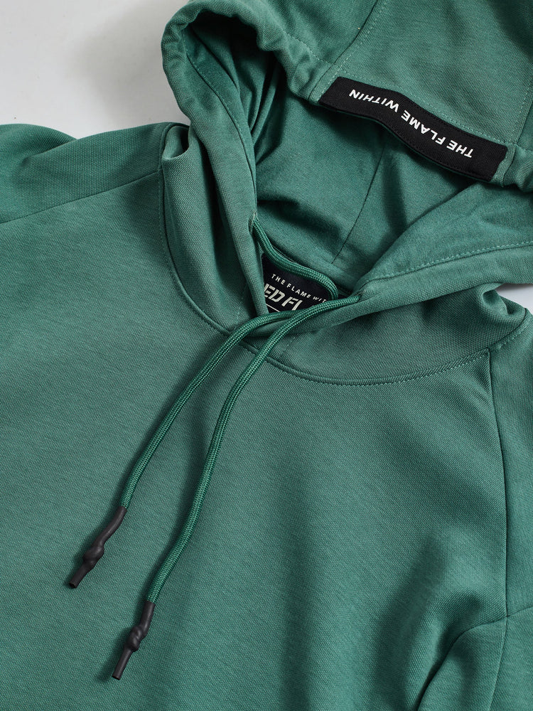 Green Solid Hooded Sweatshirt