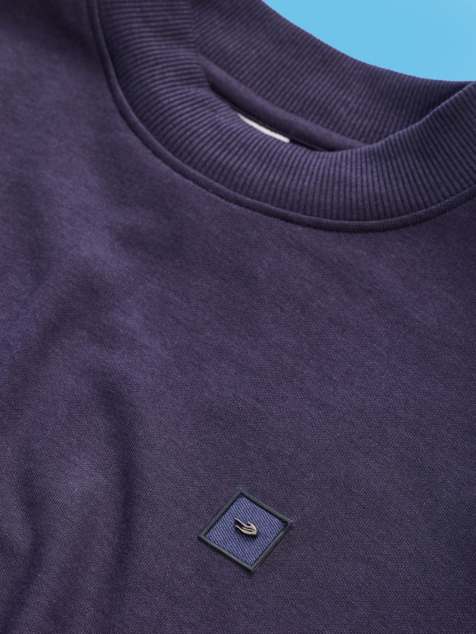 Navy Interlock High Neck Sweatshirt