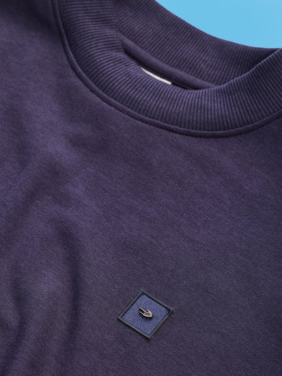 Navy Interlock High Neck Sweatshirt