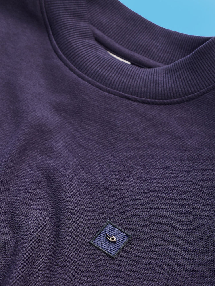 Navy Interlock High Neck Sweatshirt