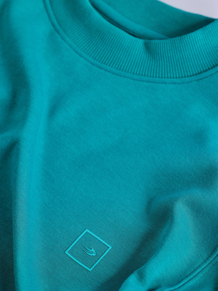 Green Interlocked High Neck Sweatshirt